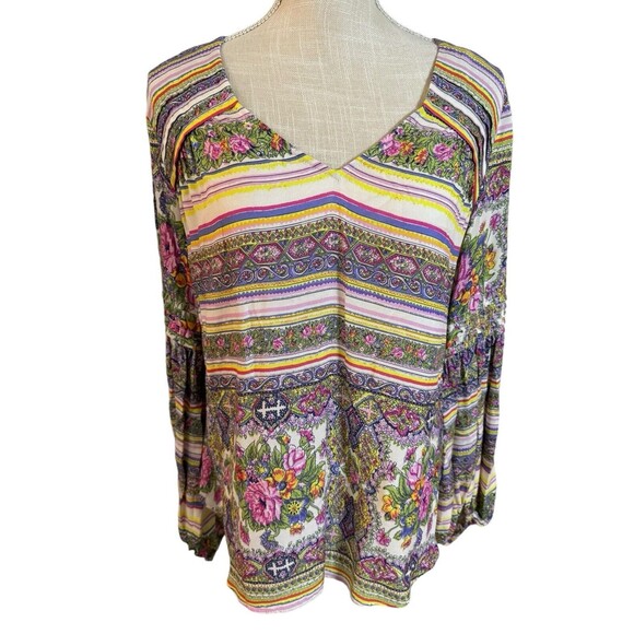 Anthropologie Maeve Ceresco Peasant Top Boho Colorful Size Small‎ - Picture 1 of 7
